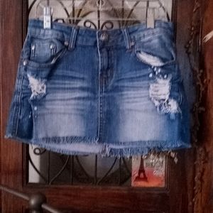 Destressed/Acid Wash Mini Skirt